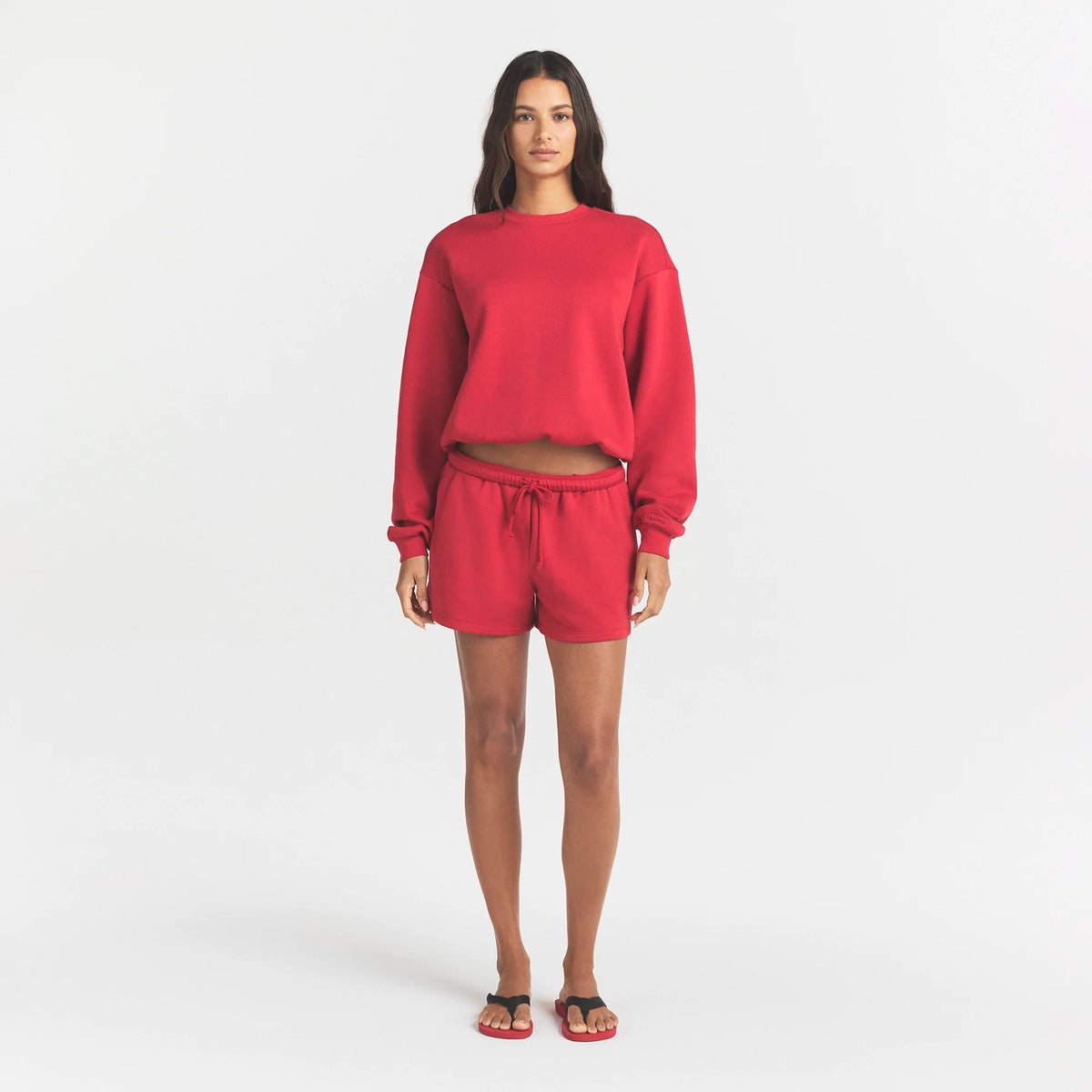COTTON FLEECE CREWNECK | WASHED RED