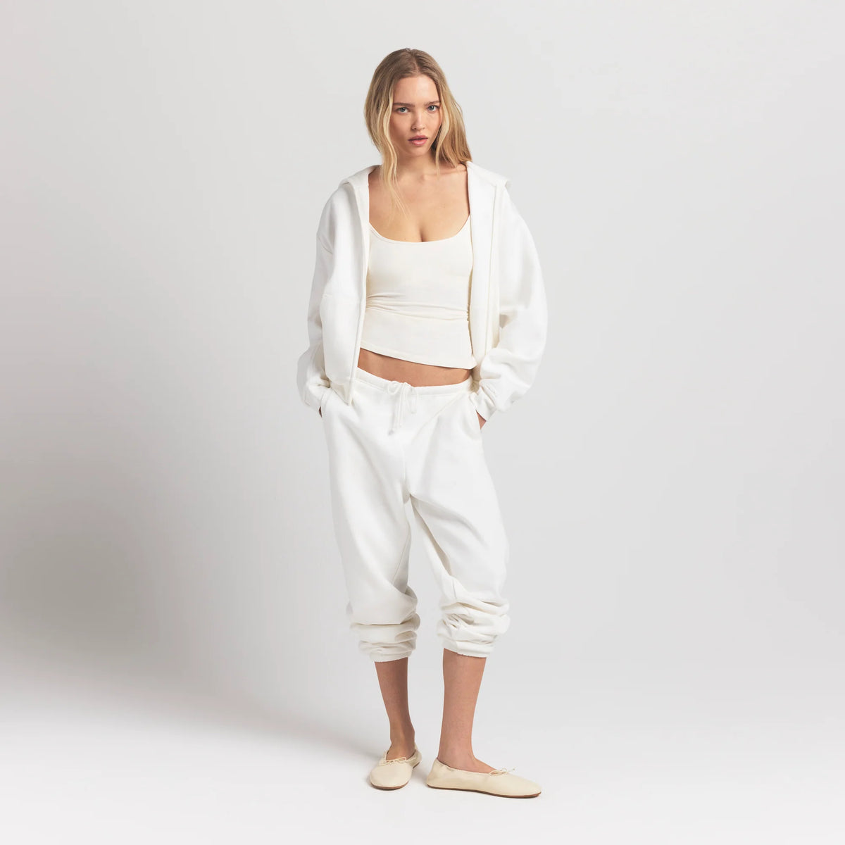 COTTON FLEECE ZIP UP HOODIE | MARBLE