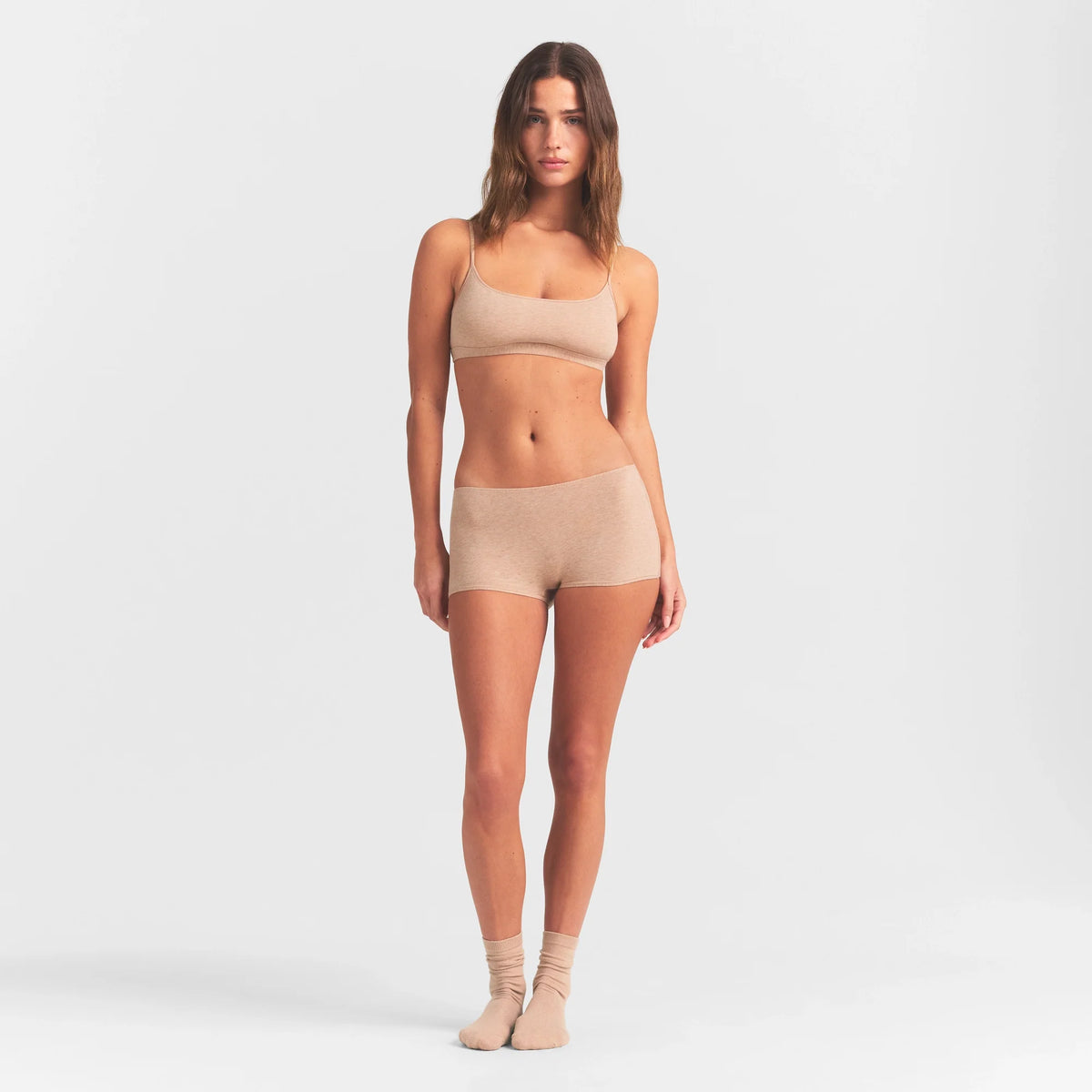 EVERYDAY COTTON SCOOP BRALETTE | CLAY HEATHER