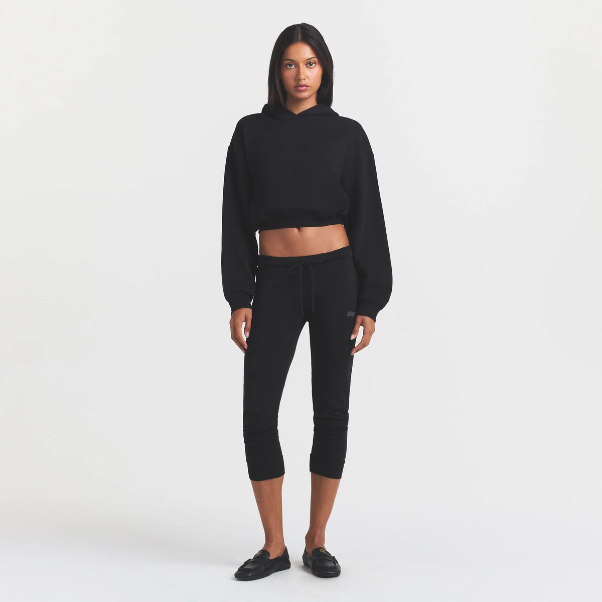 COTTON FLEECE LEGGING WITH EMBOSSED LOGO | ONYX