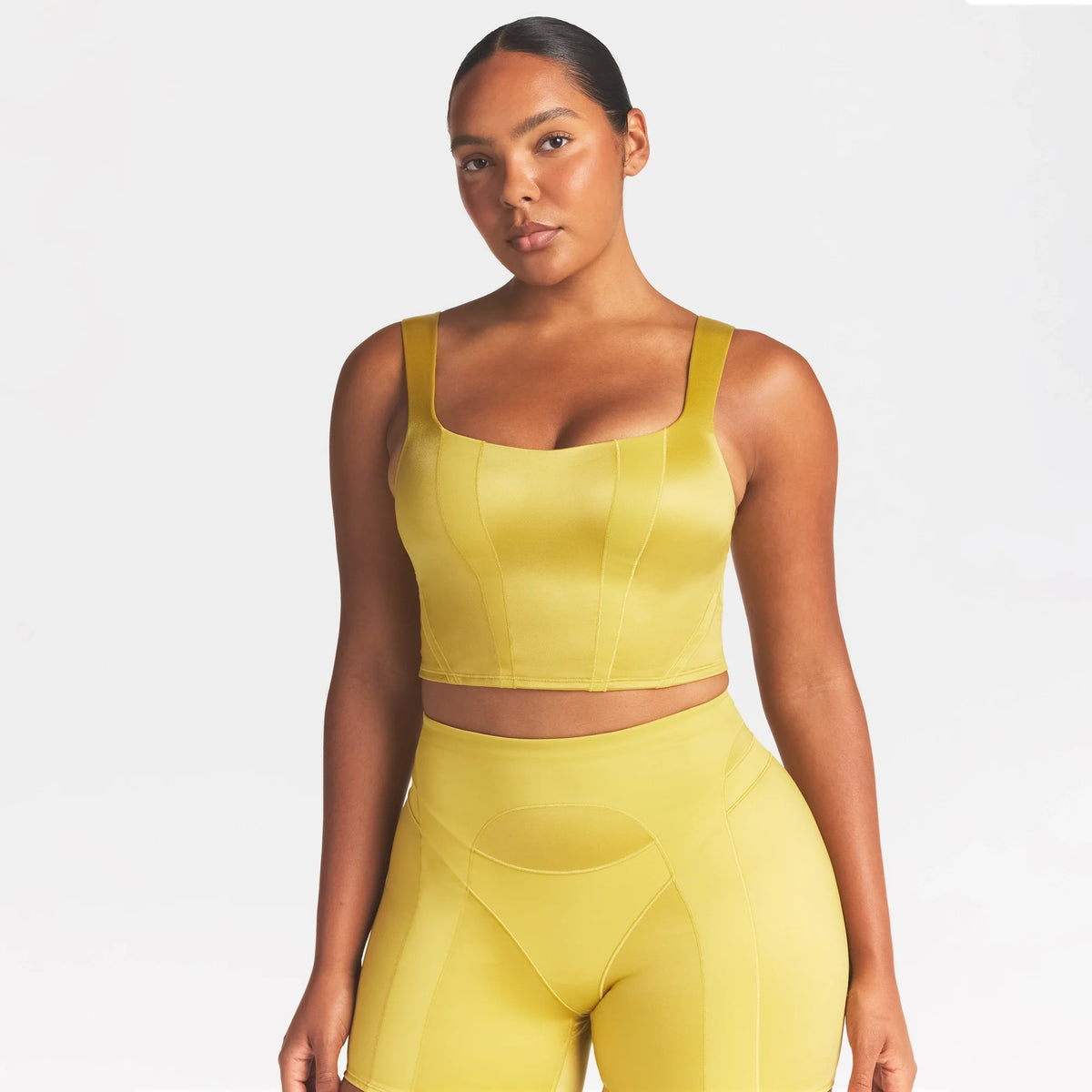 NikeSKIMS SATIN SHINE PANELED SCOOP TANK | CITRINE