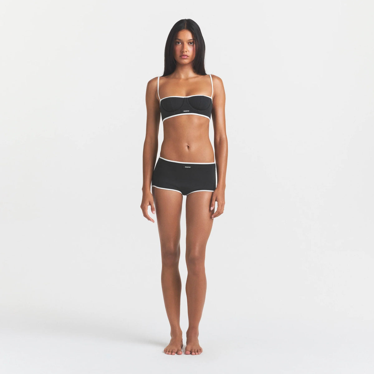 COTTON RIB BALCONETTE BRA | SOOT CONTRAST