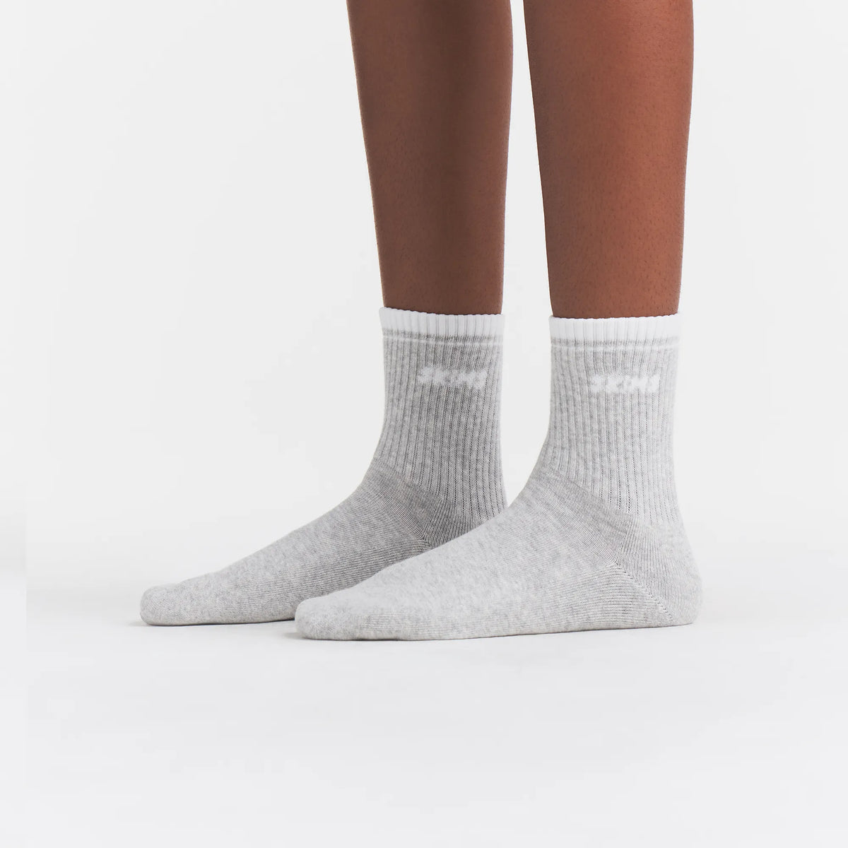 SKIMS SOCKS RIBBED QUARTER CREW LOGO SOCK 3-PACK | CURRANT SNOW MULTI