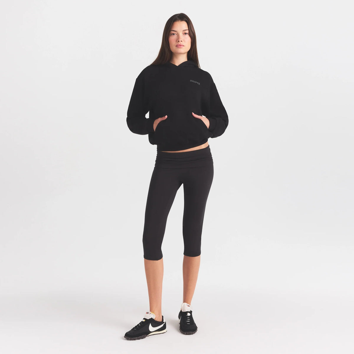 COTTON FLEECE HOODIE WITH EMBOSSED LOGO | ONYX