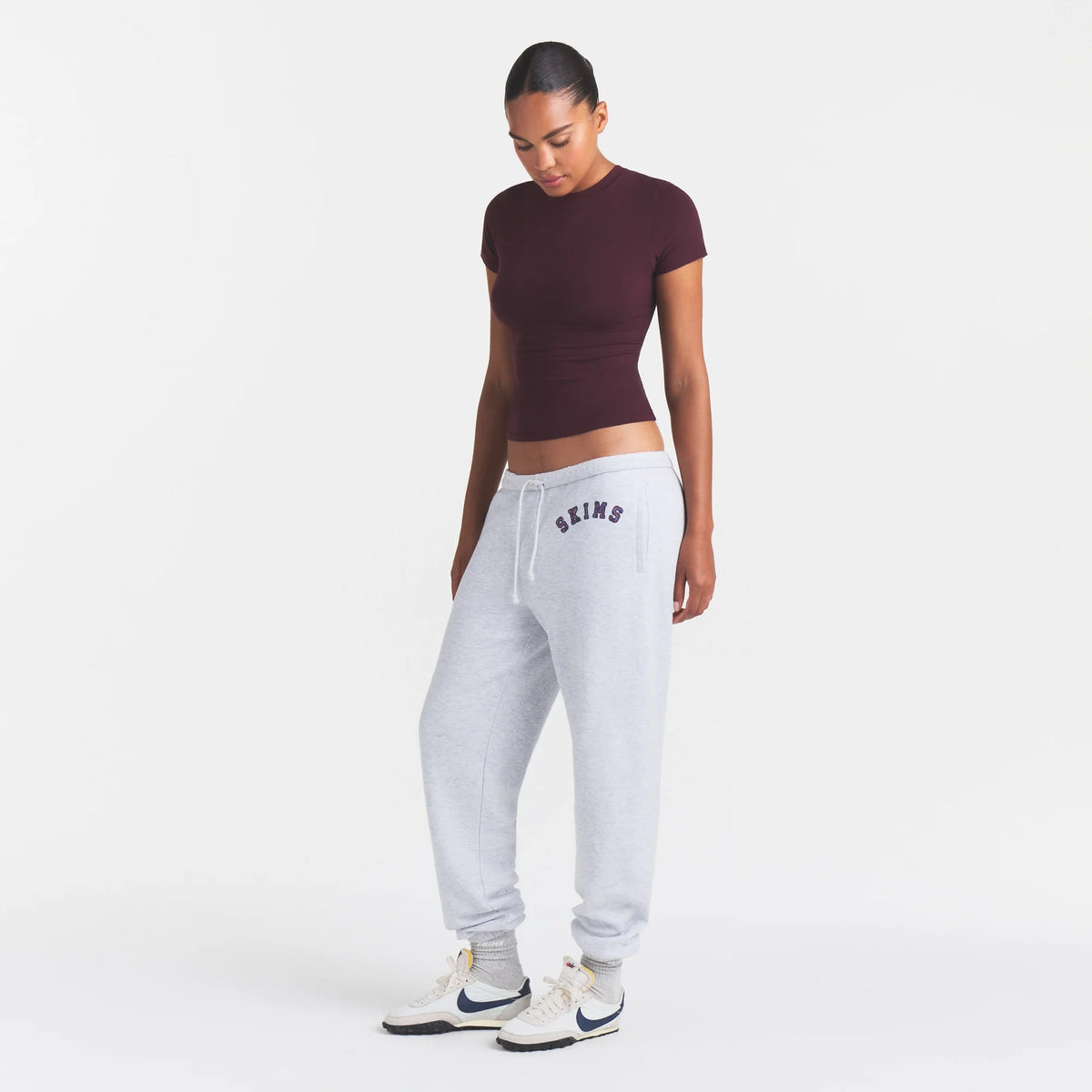 COTTON FLEECE JOGGER | LIGHT HEATHER GREY ARCHED SKIMS PLAID