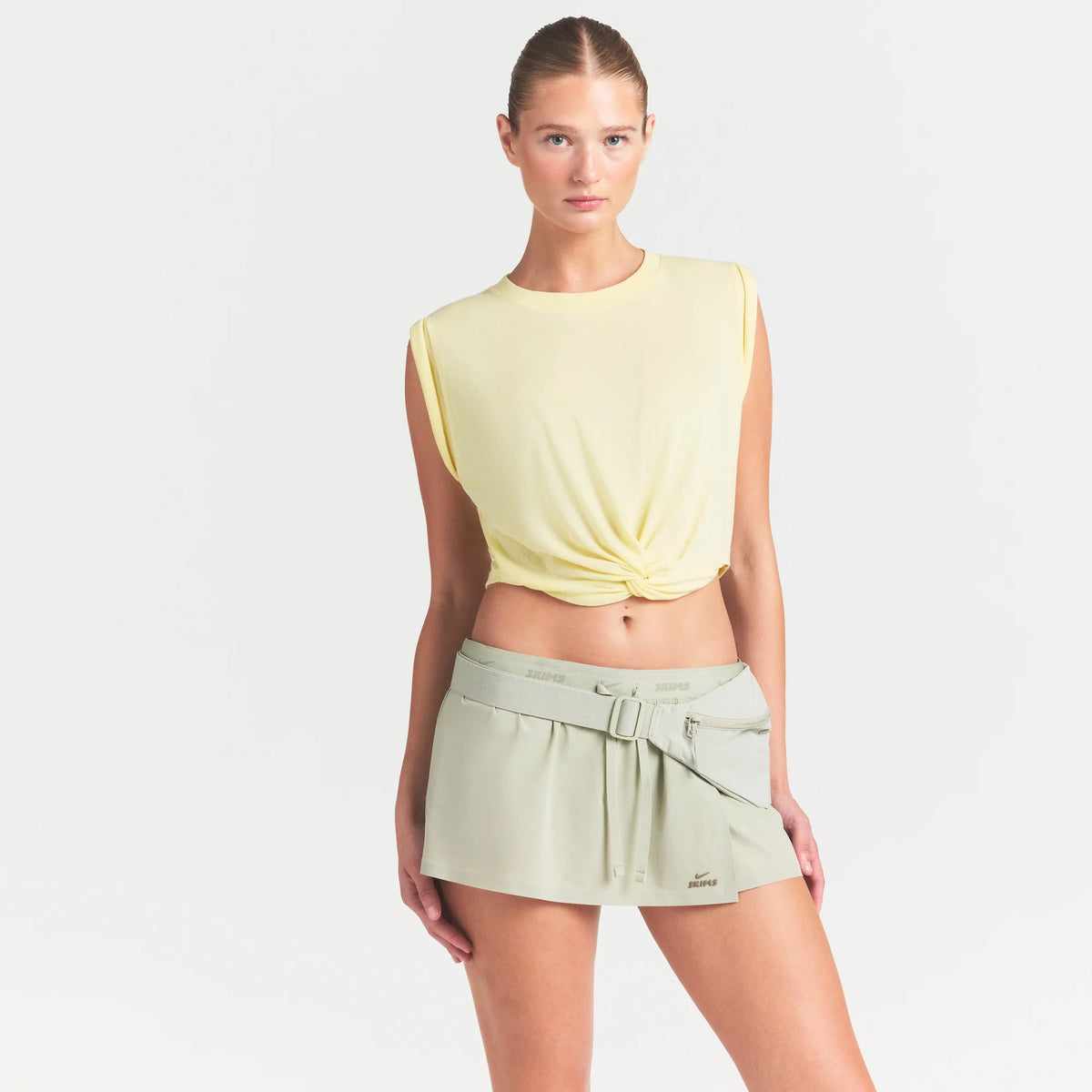 NikeSKIMS PERFORMANCE COTTON BLEND CROP TWIST TANK | BICYCLE YELLOW