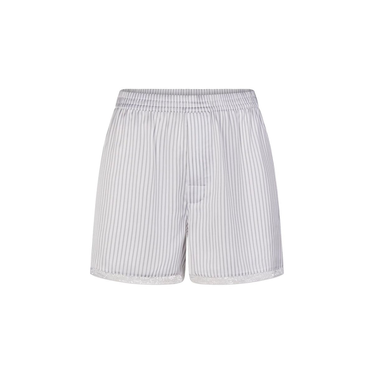 WOVEN SHINE LACE BOXER | SILVER TRIPLE PINSTRIPE