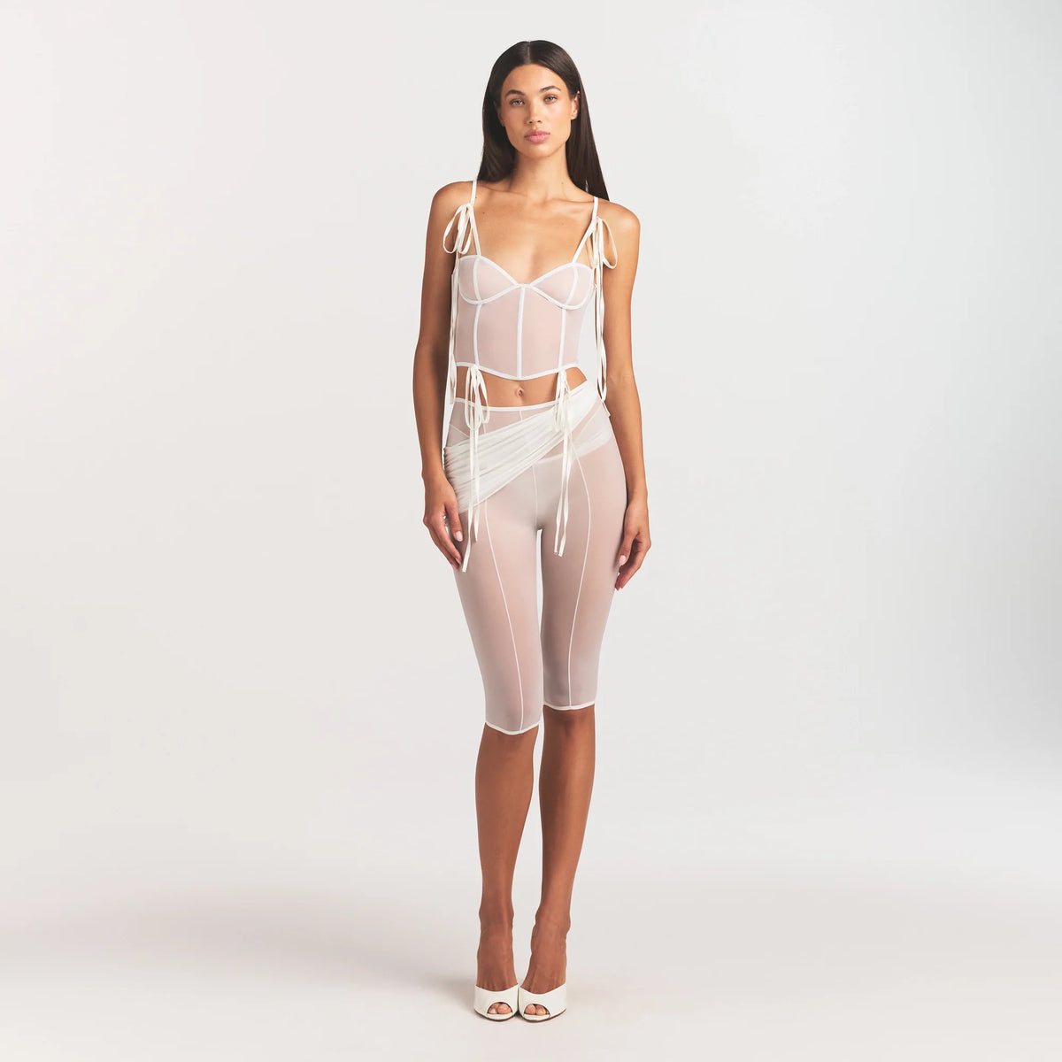 ULTRA FINE MESH BOW CORSET | IVORY