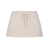 DRAPEY FRENCH TERRY MINI SKIRT | BUFF