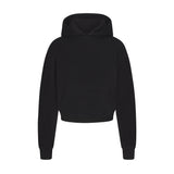 COTTON FLEECE CROPPED HOODIE WITH EMBOSSED LOGO | ONYX