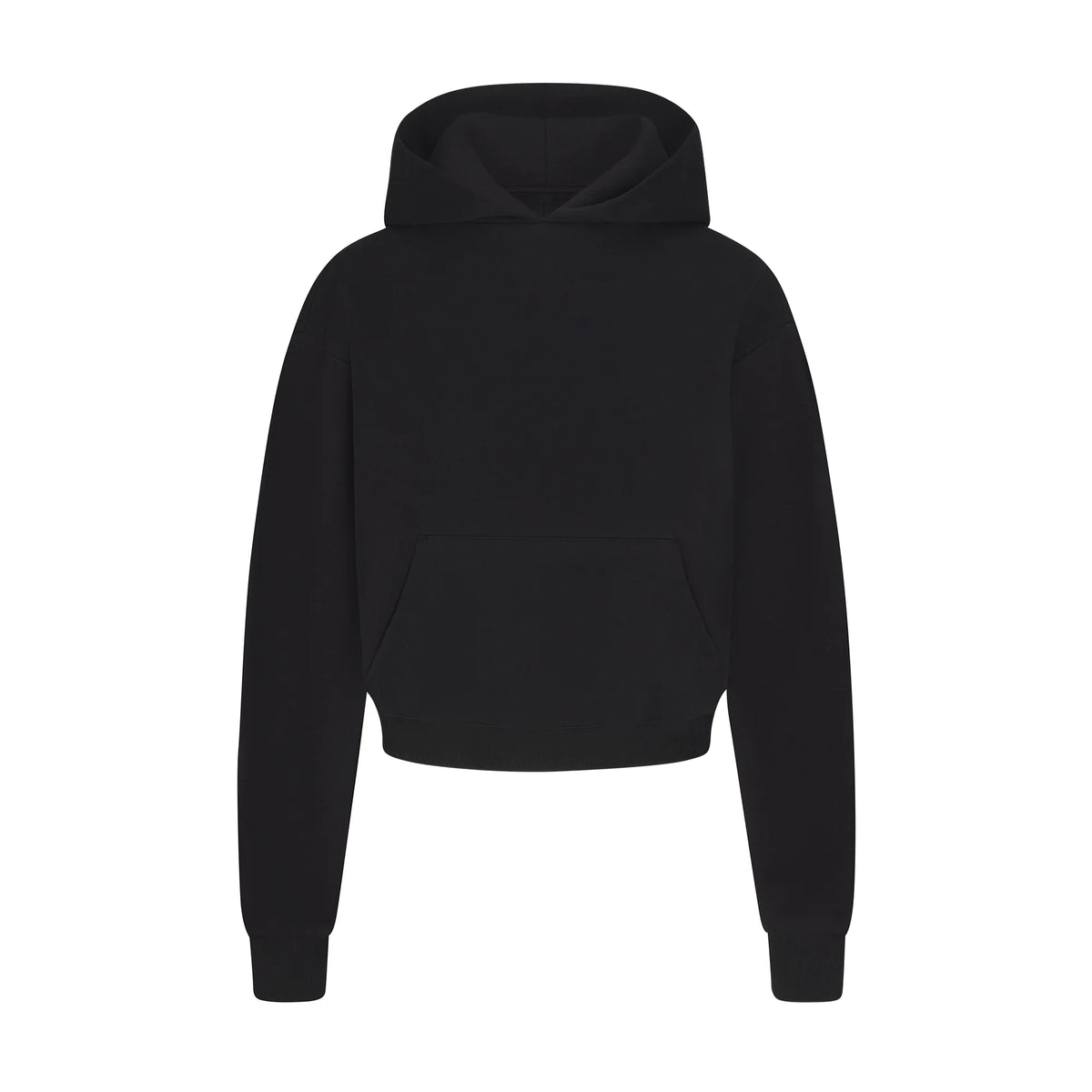 COTTON FLEECE CROPPED HOODIE WITH EMBOSSED LOGO | ONYX