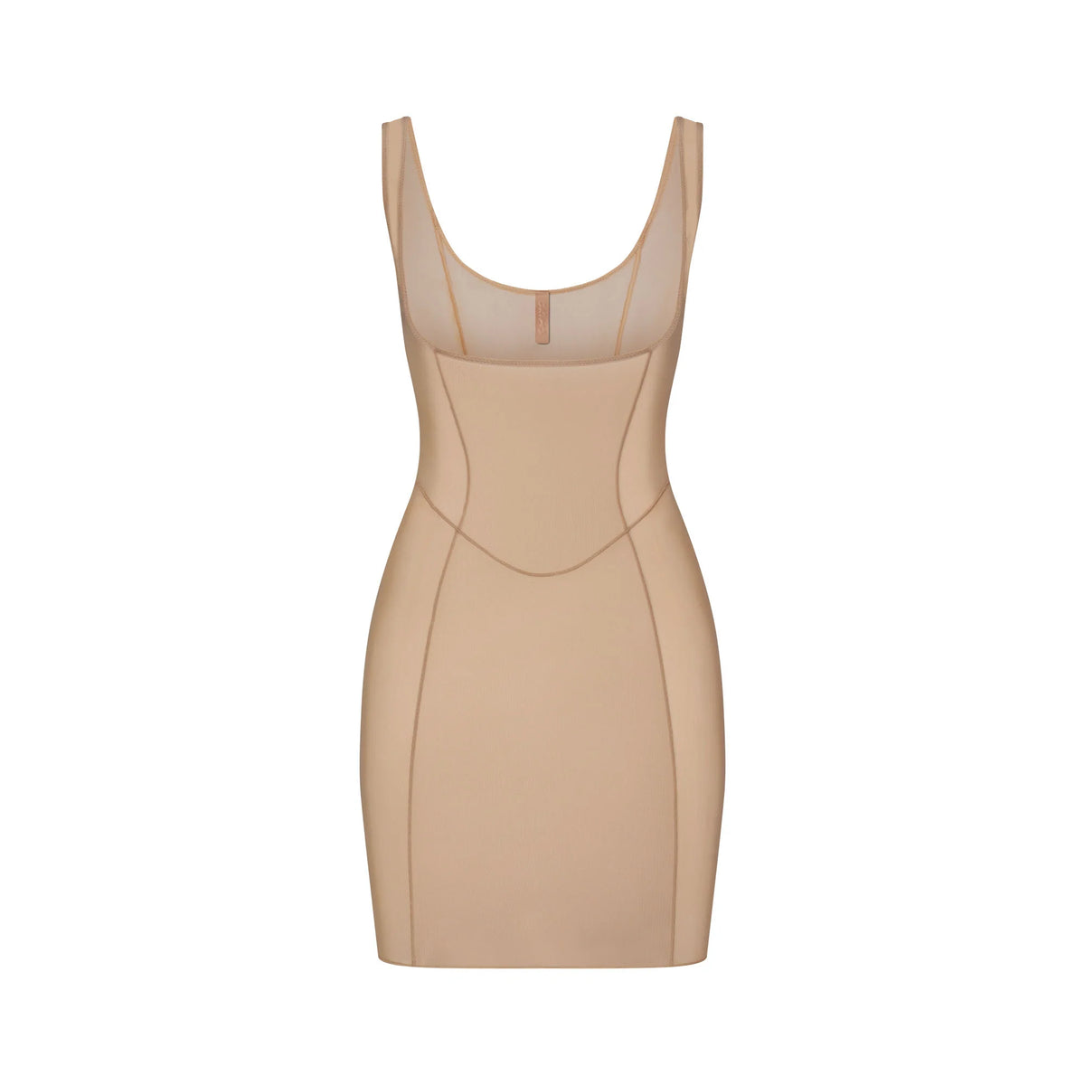 POWER MESH SHAPEWEAR OPEN BUST SLIP DRESS | CLAY