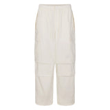WOVEN COTTON OVERSIZED LOW RISE CARGO PANT | EGRET