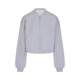 COTTON FLEECE BOMBER JACKET | HEATHER GREY