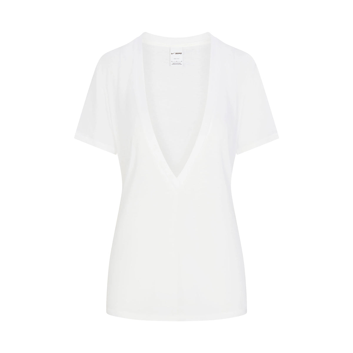 NikeSKIMS PERFORMANCE COTTON BLEND SHORT SLEEVE V-NECK TOP | SNOW