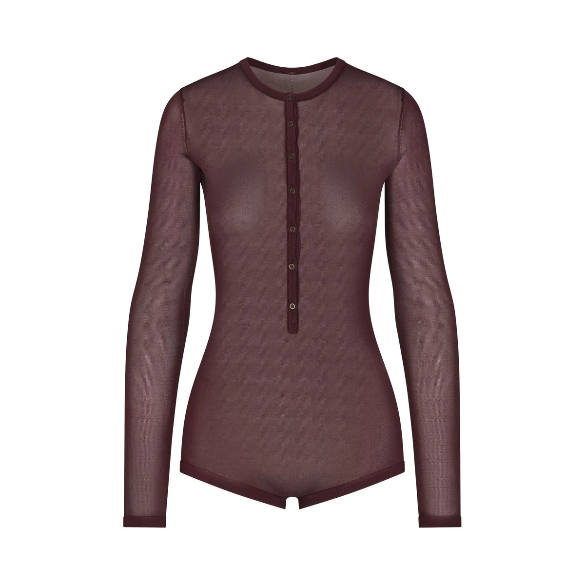 SLINKY KNIT BUTTON UP HENLEY ONESIE | CURRANT