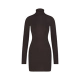 ESSENTIAL KNIT MOCK NECK MINI DRESS | ESPRESSO