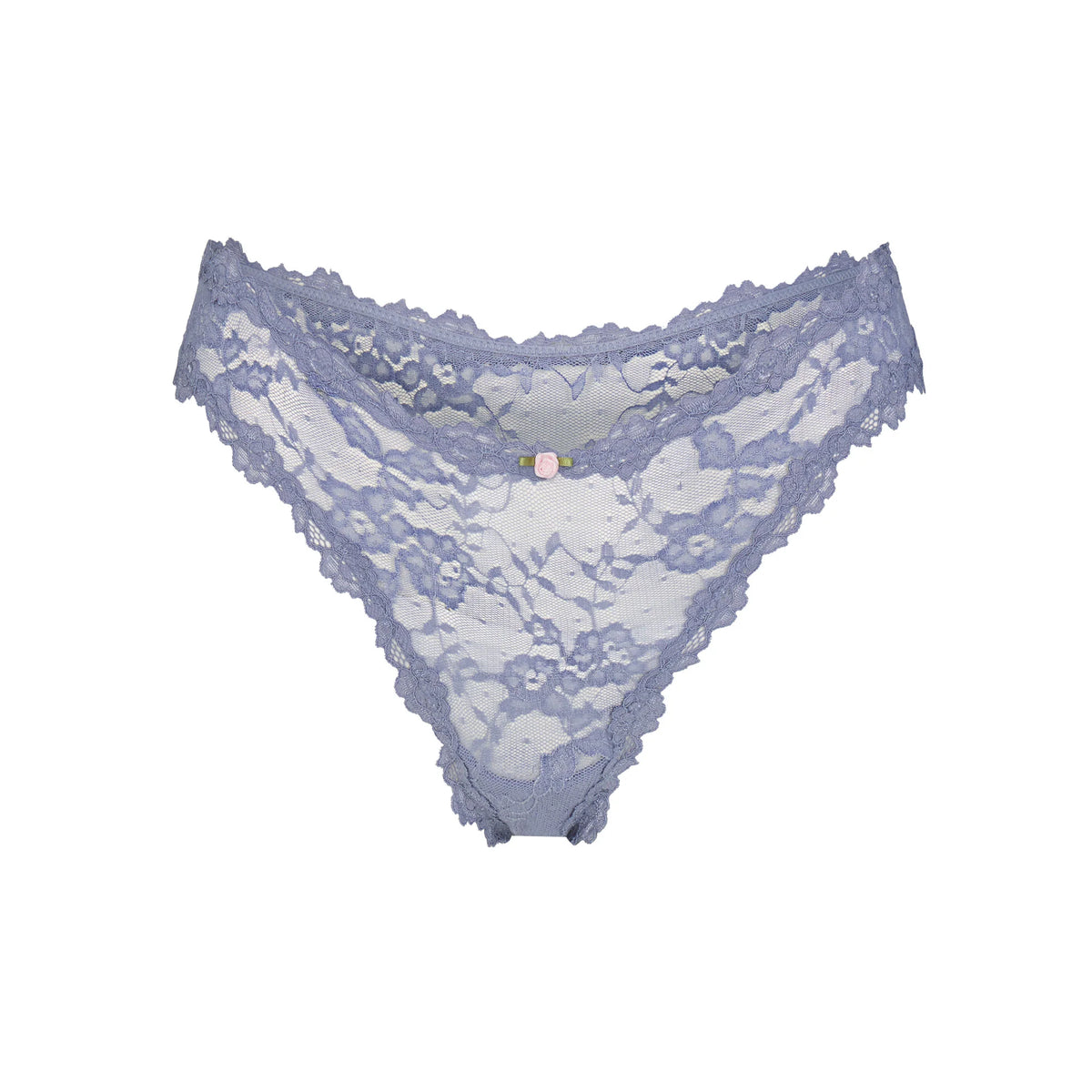 STRETCH LACE DIPPED THONG | SLATE