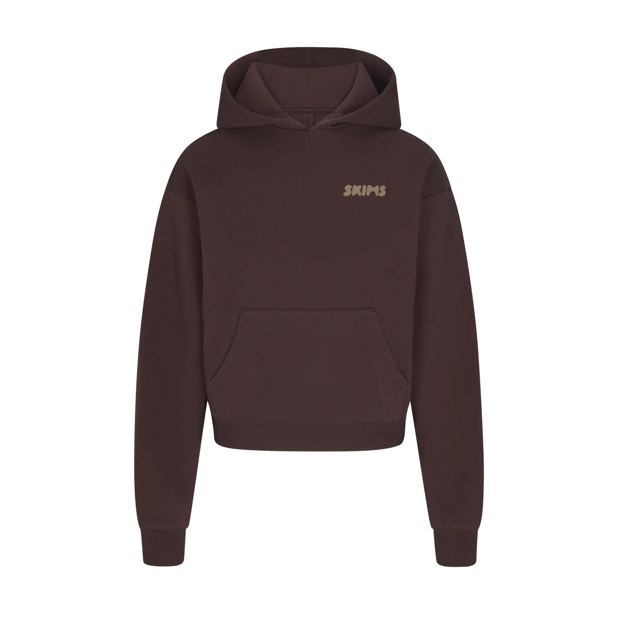 COTTON FLEECE HOODIE WITH EMBOSSED LOGO | ESPRESSO