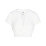 NikeSKIMS PERFORMANCE COTTON BLEND SHORT SLEEVE V-NECK CROP TOP | SNOW
