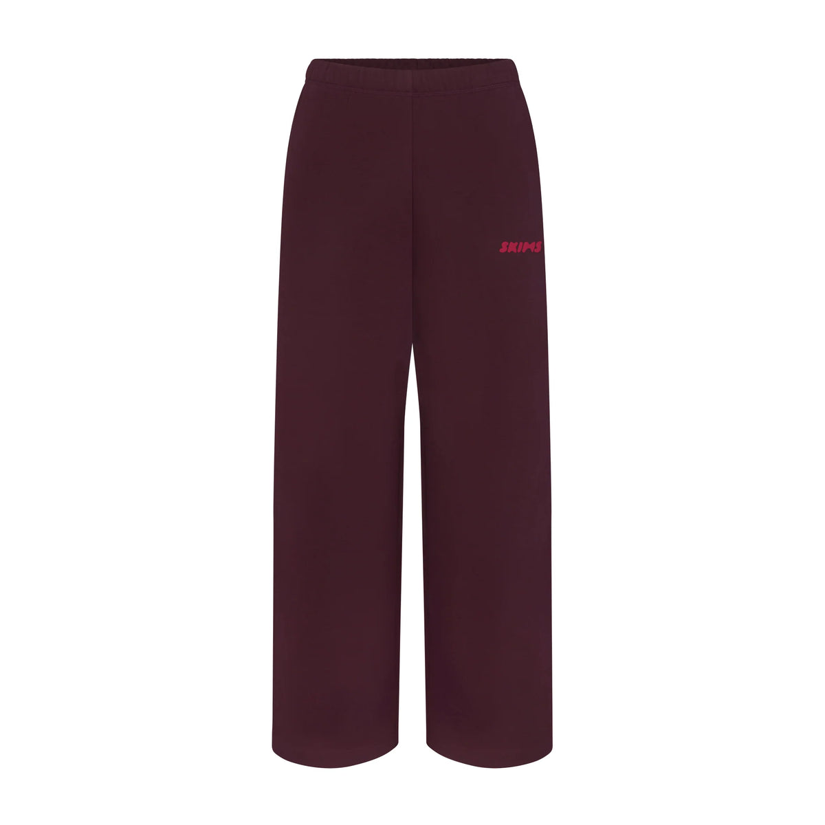 COTTON FLEECE STRAIGHT LEG PANT WITH EMBOSSED LOGO | CURRANT