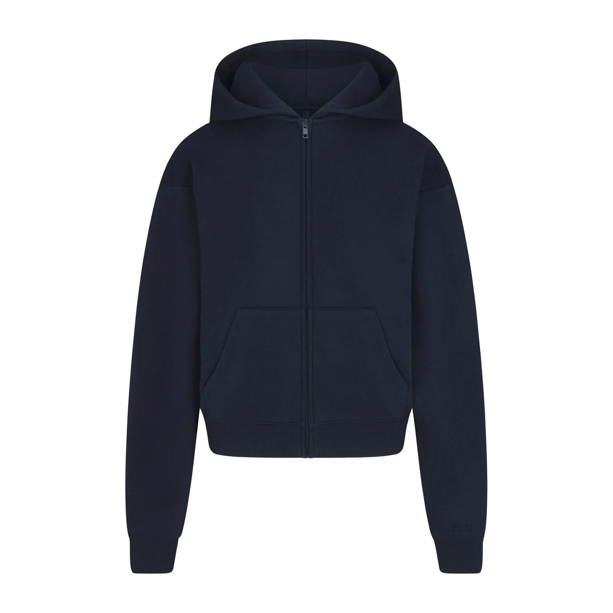 COTTON FLEECE ZIP UP HOODIE | NAVY