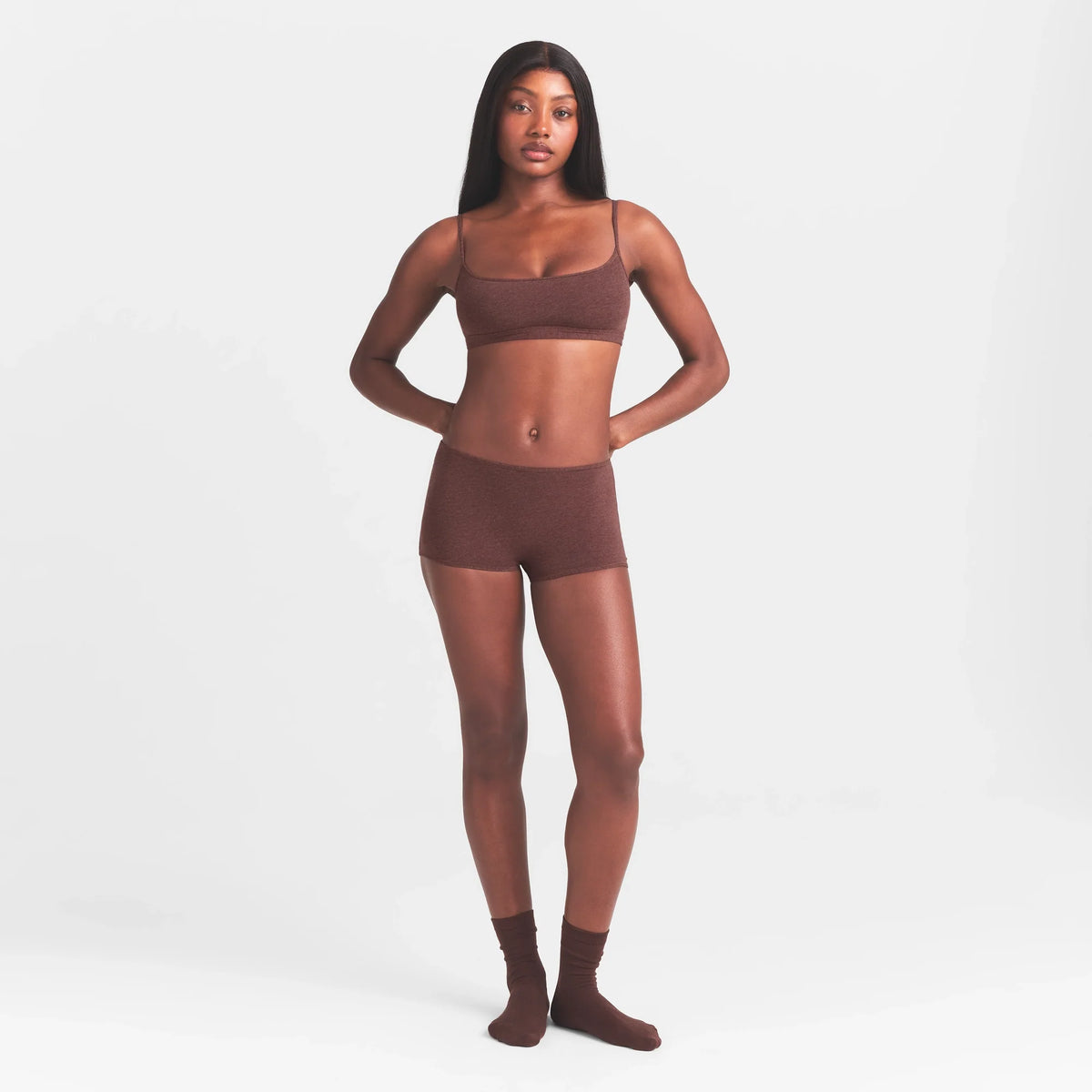 EVERYDAY COTTON BOY SHORT | COCOA HEATHER
