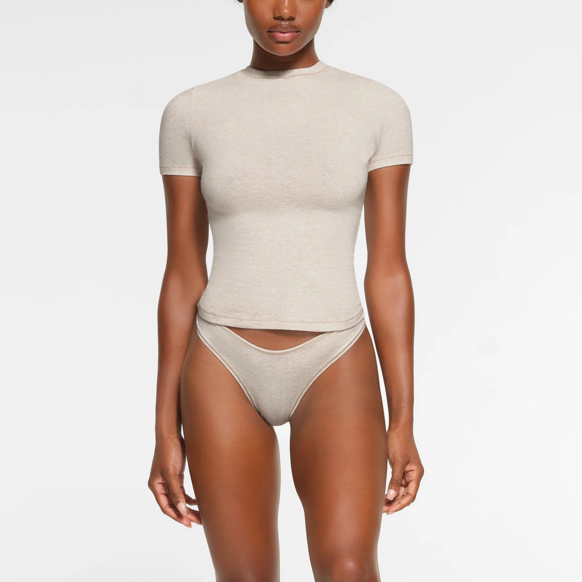 COTTON JERSEY T-SHIRT | HEATHER OATMEAL