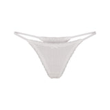 LIGHTWEIGHT COTTON POINTELLE LACE STRING THONG | SNOW