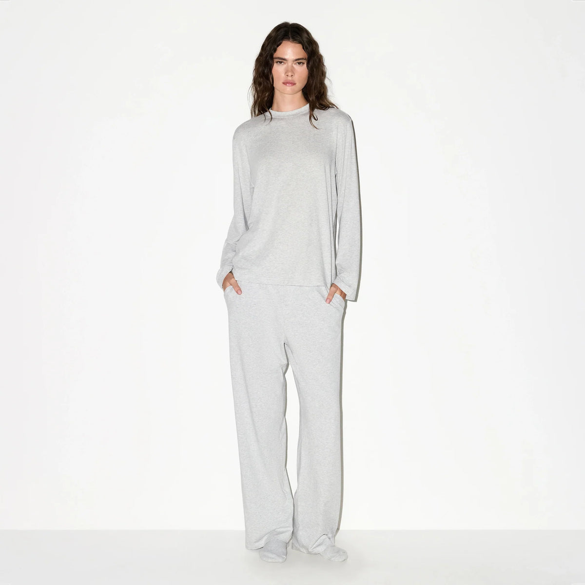 BOYFRIEND LONG SLEEVE T-SHIRT | LIGHT HEATHER GREY