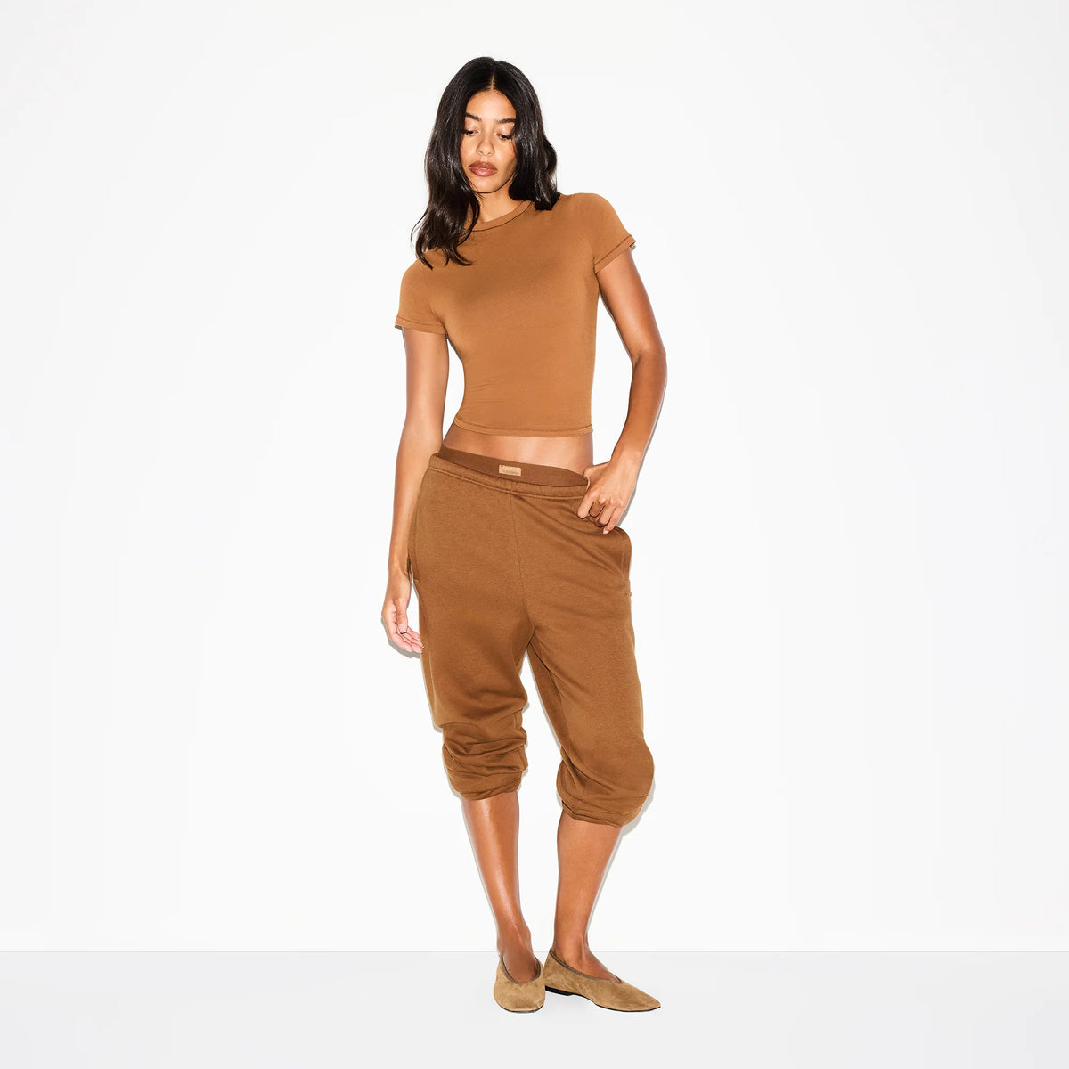 COTTON FLEECE JOGGER | BISON
