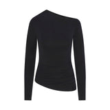 CUPRO JERSEY ASYMMETRICAL TOP | OBSIDIAN