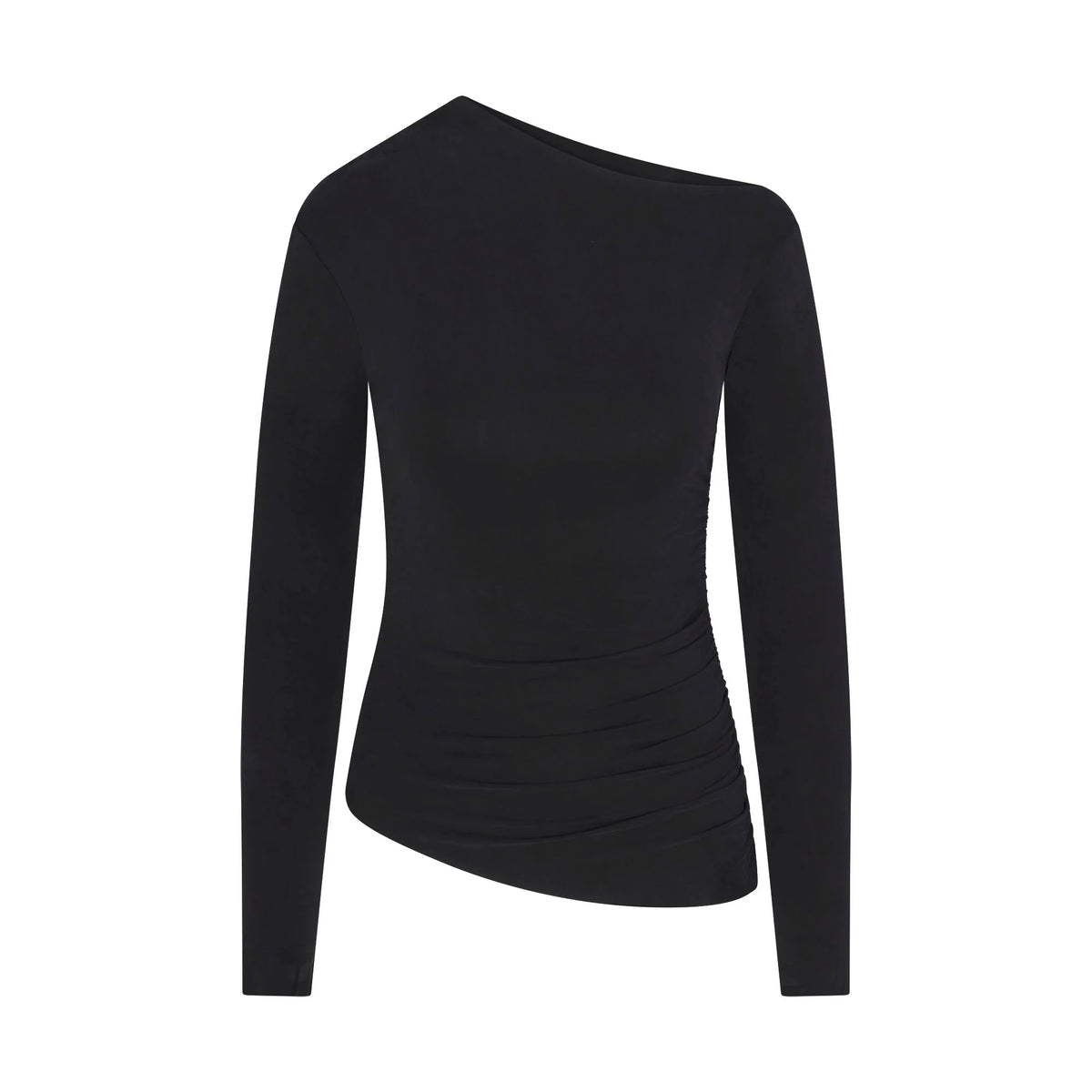 CUPRO JERSEY ASYMMETRICAL TOP | OBSIDIAN