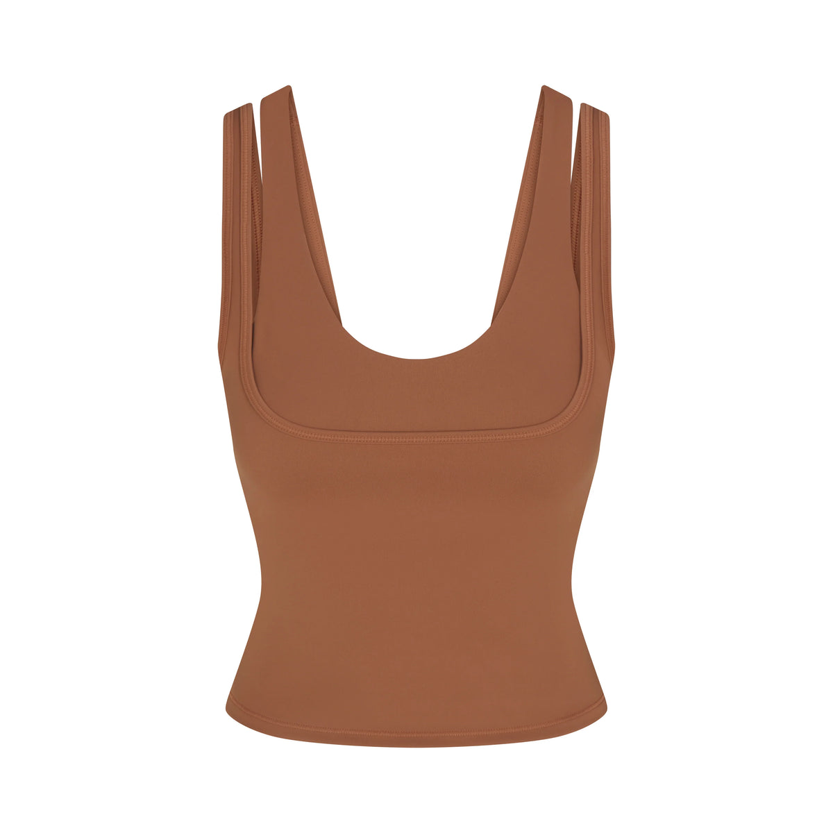NikeSKIMS MATTE DOUBLE STRAP SCOOP TANK | CAROB BROWN