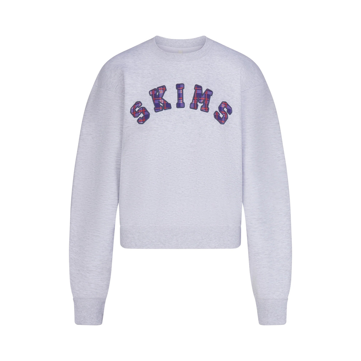 COTTON FLEECE CREWNECK | LIGHT HEATHER GREY ARCHED SKIMS PLAID