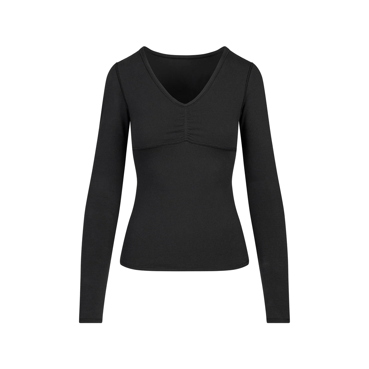 COTTON JERSEY SHIRRED BUST LONG SLEEVE | SOOT