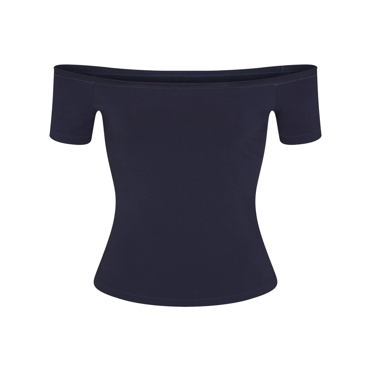 COTTON JERSEY OFF THE SHOULDER TOP | NAVY