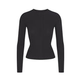 COTTON RIB ZIP UP TOP | SOOT