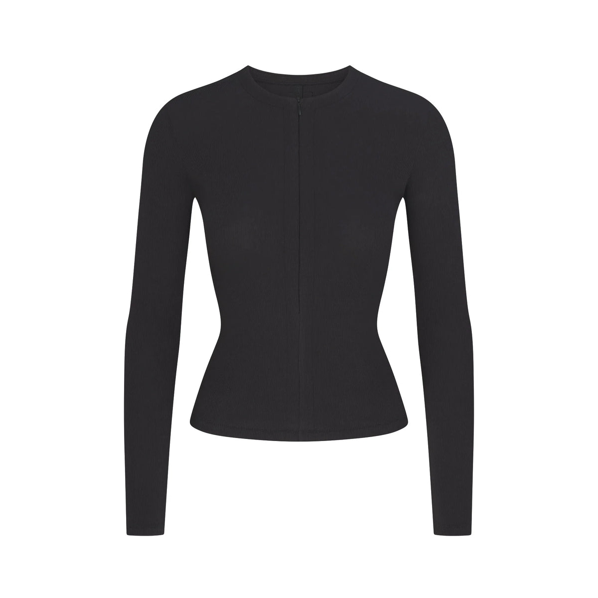COTTON RIB ZIP UP TOP | SOOT