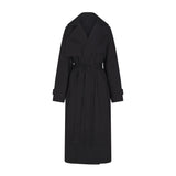 WOVEN COTTON OVERSIZED TRENCH COAT | ONYX