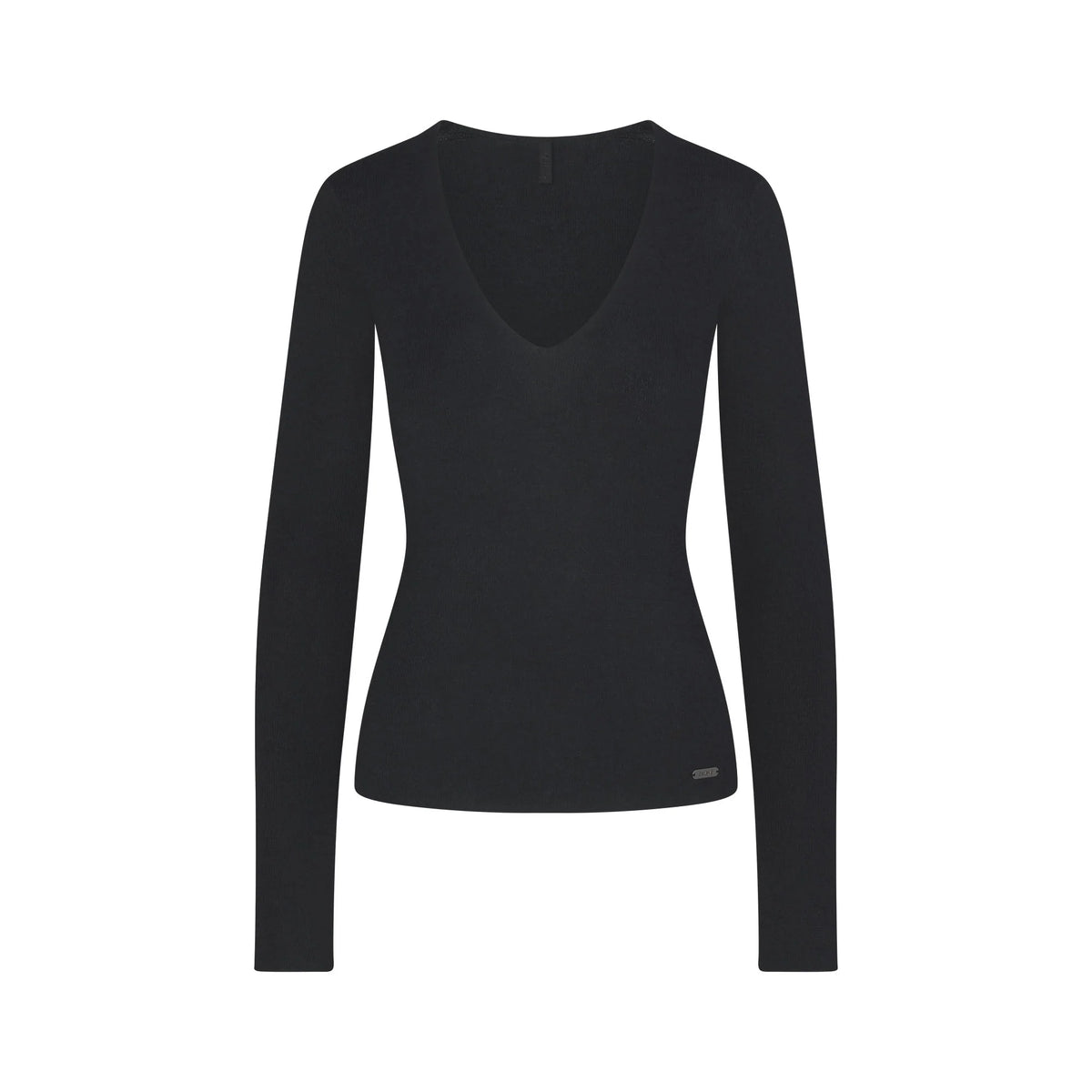 ESSENTIAL KNIT LONG SLEEVE V NECK | ONYX