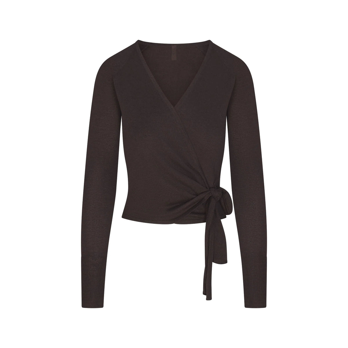 ESSENTIAL KNIT WRAP SWEATER | ESPRESSO