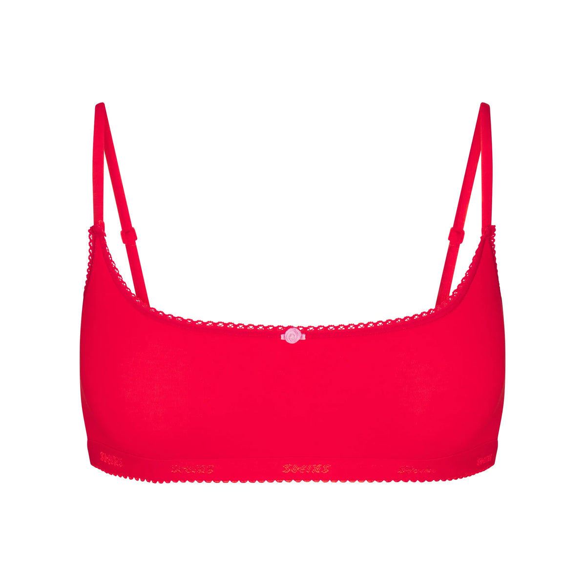 LIGHTWEIGHT COTTON LOGO PICOT SCOOP BRALETTE | RUBY TONAL