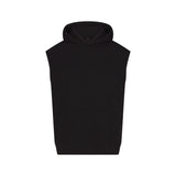 COTTON FLEECE OVERSIZED SLEEVELESS HOODIE | ONYX