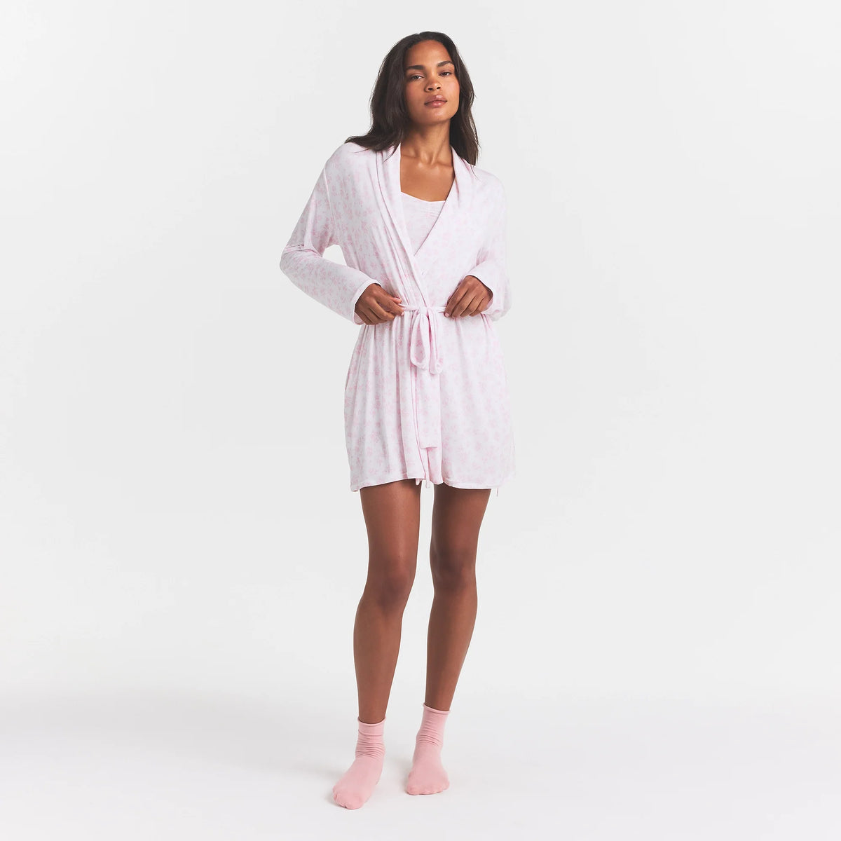 SKIMS SLEEP SHORT ROBE | SNOW DELICATE FLORAL PRINT