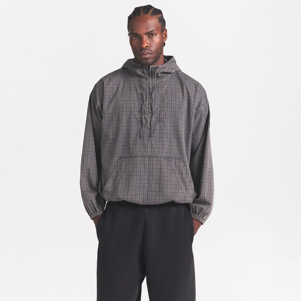 WOVEN MENS ANORAK JACKET | ASH CHECK