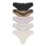 FITS EVERYBODY LACE DIPPED THONG 5-PACK | NEUTRAL DOT MULTI