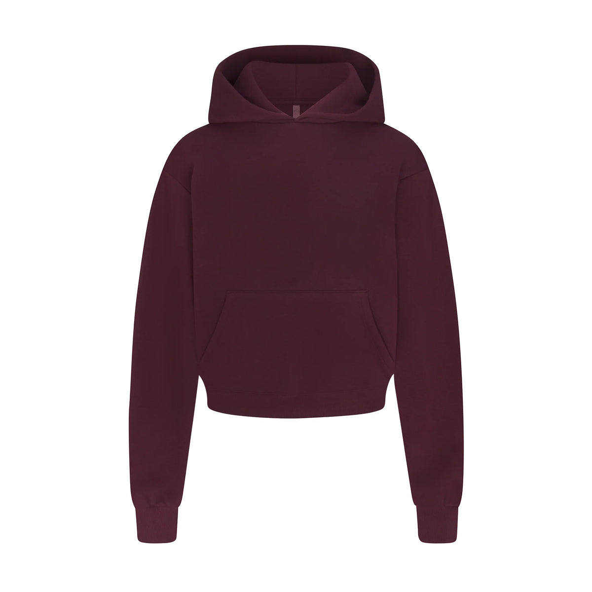 COTTON FLEECE CROPPED HOODIE WITH EMBOSSED LOGO | CURRANT