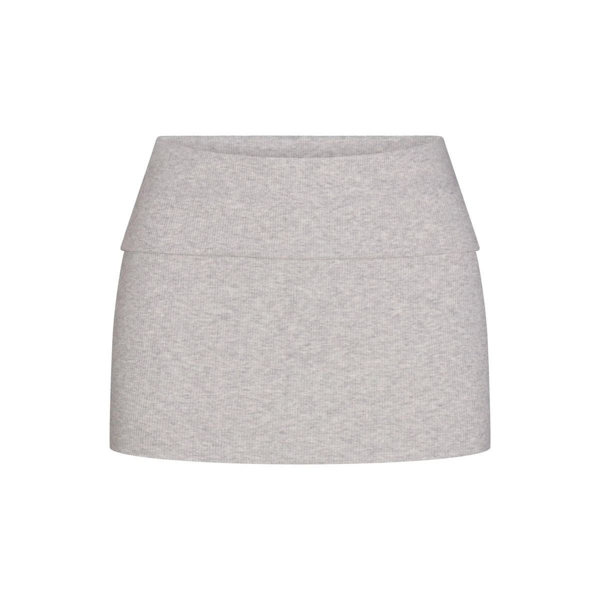 COTTON RIB FOLDOVER MINI SKIRT | LIGHT HEATHER GREY