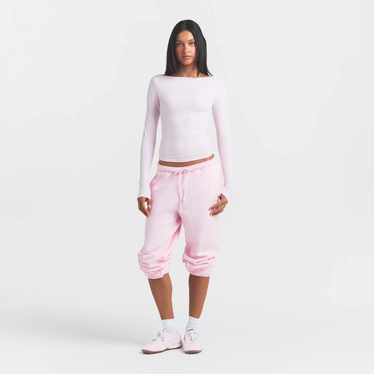 COTTON JERSEY LONG SLEEVE BOATNECK TOP | CHERRY BLOSSOM